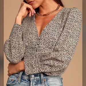 NWOT Lulu’s Cheetah Print Button-up Top